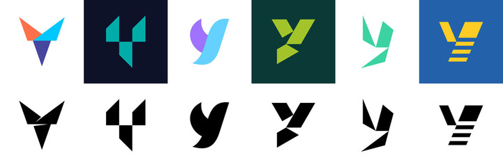 Set of letter Y logo. Icon design. Template elements - Collection of vector sign - obrazy, fototapety, plakaty