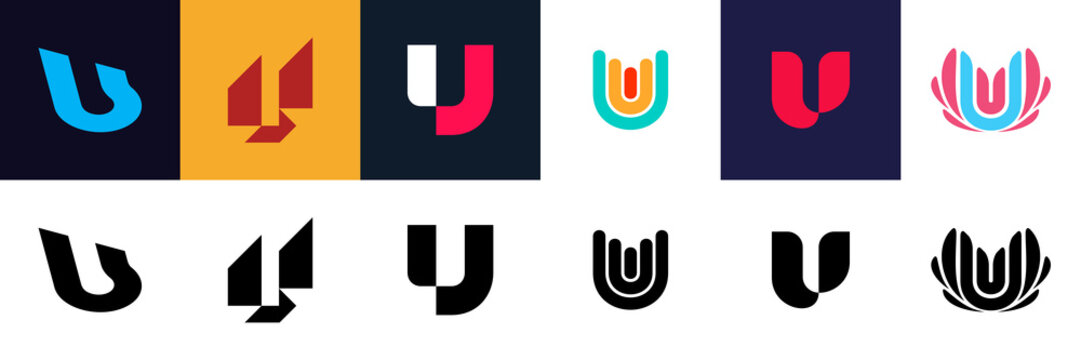 Set of letter U logo. Icon design. Template elements - Collection of vector sign