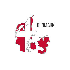 Denmark flag map. The flag of the country in the form of borders. Stock vector illustration isolated on white background.