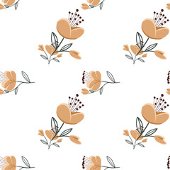 Fashionable cute pattern in nativel flowers. Floral seamless background for textiles, fabrics, covers, wallpapers, print, gift wrapping or any purpose.