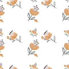 Fashionable cute pattern in nativel flowers. Floral seamless background for textiles, fabrics, covers, wallpapers, print, gift wrapping or any purpose.