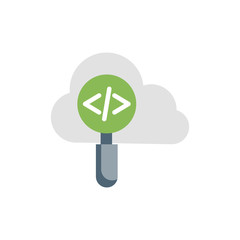 Cloud Codeing  Vector illustration Flat Design and Development style icon 