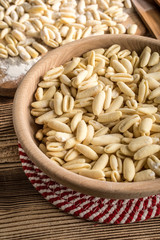 Fresh uncooked cavatelli pasta.