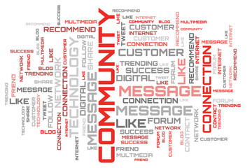 Modern red word cloud concept illustration