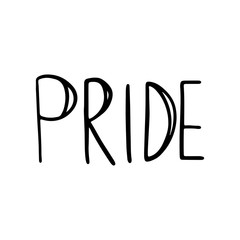 Lettering pride outline doodle manual digital art. Print for stickers, stationery, wrapping paper, posters, cards, invitations, posts, web, fabrics.
