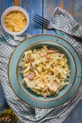 Tagliatelle mosse Carbonara