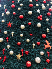 Christmas tree decorated with beautiful toys and balls