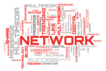 Network word cloud concept background