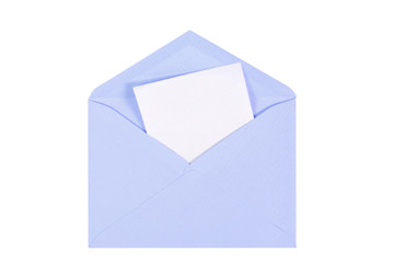 blue open envelope with paper Isolated
