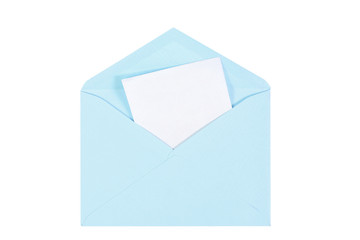 blue open envelope with paper Isolated