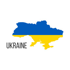 Ukraine flag map. The flag of the country in the form of borders. Stock vector illustration isolated on white background.