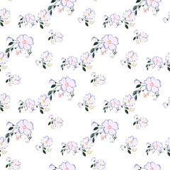Fashionable cute pattern in nativel flowers. Floral seamless background for textiles, fabrics, covers, wallpapers, print, gift wrapping or any purpose.