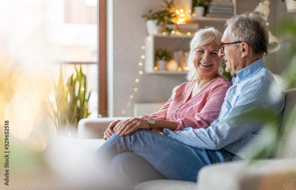 Canvas Prints portrait of a happy senior couple relaxing together at home