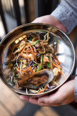 Stir Fried Glass Noodles with Seafood and Vegetables