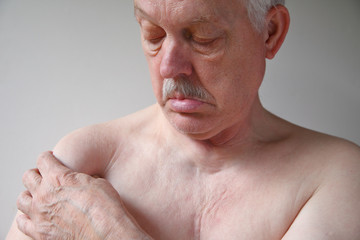 Older man has recurring pain in his shoulder