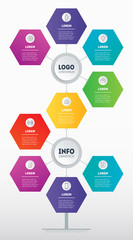 Business presentation or infographics concept with 9 options. Web Template of development tree, info chart or diagram. Iinfo graphic of technology or education process with nine steps.