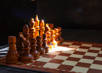 Chess pieces on a chessboard. Game of chess.