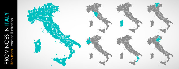 Color vector map of Italy with administrative divisions 