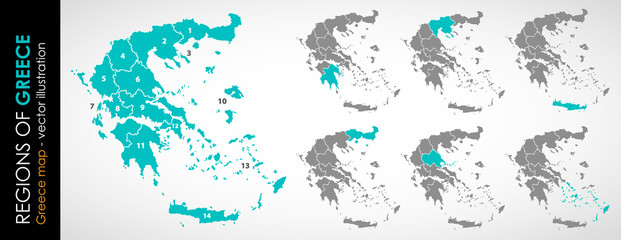 Color vector map of Greece with administrative divisions 