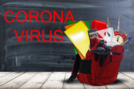 Quarantine. school coronavirus. Viruses. Epidemics. school backpack - Powered by Adobe