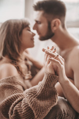 Stock photo - Portrait of happy loving couple at home