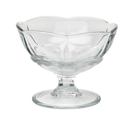 Ice cream sundae dish, sundae glass,  or dessert cup isolated on white background including clipping path