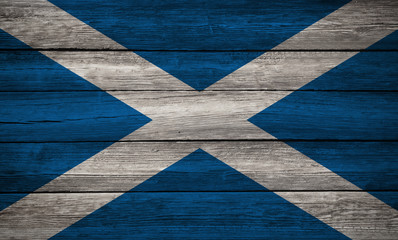 Scotland flag wooden plank background
