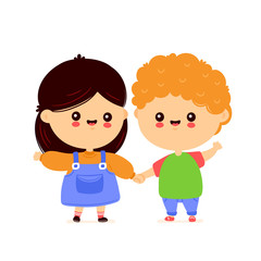 Cute happy funny kids. Smiling boy and girl