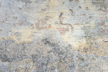 Textured grunge background. Old plastered wall with a multilayer cracked coating. Grunge texture with a deep pattern on whitewashed wall