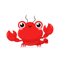 Cute happy smiling lobster. Vector 