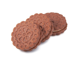 biscuit cookies with cream isolated on the white