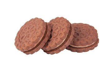 biscuit cookies with cream isolated on the white