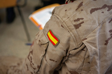 part of a camouflage suit of a soldier
