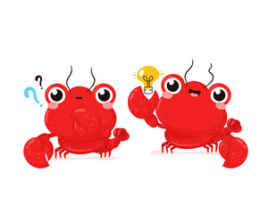 Cute happy smiling lobster. Vector 
