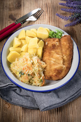 Breaded cod fillet.