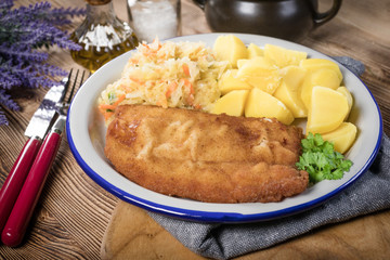 Breaded cod fillet.