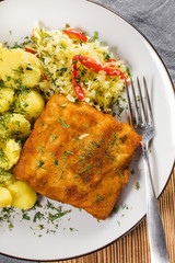 Breaded cod fillet.