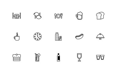 bundle of restaurant set line icons