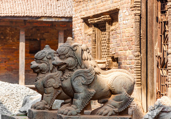 Amazing example of the woodworking and stone carving craftsmanship at Kathmandu temple
