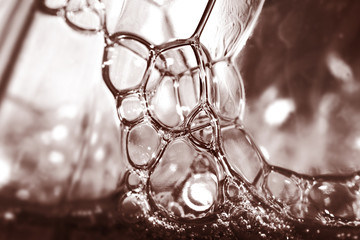 Extreme close up shot of soap bubbles