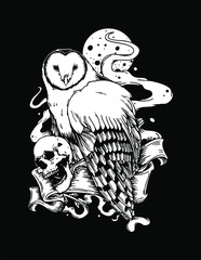 owl and skull