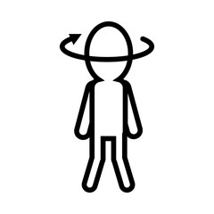 human with arrow around silhouette line style icon
