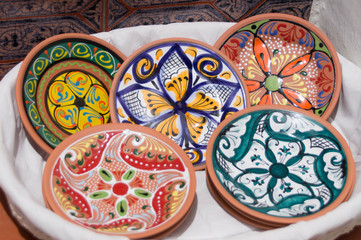 hand made tapes bowl as souvenir in Andalusia, Spain