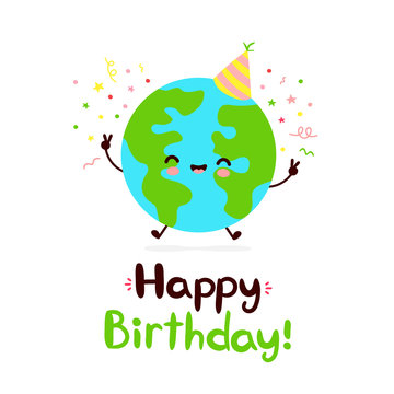 Cute happy smiling Earth planet