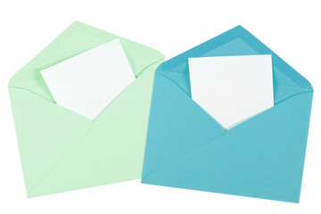 green open envelope with paper Isolated