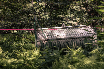 Bear trap ready in the forest