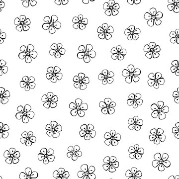 Flower pattern in black and white color for printing and textile