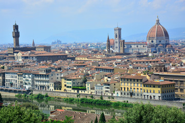 Fototapeta na wymiar Panoramic view over Florence and Basilica di Santa Maria del Fiore from Piazzale Michelangelo