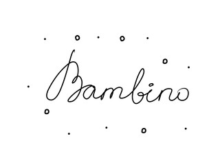 Bambino phrase handwritten with a calligraphy brush. Child in italian. Modern brush calligraphy. Isolated word black