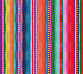 Blanket stripes seamless vector pattern. Background for Cinco de Mayo party decor or ethnic mexican fabric pattern with colorful stripes.